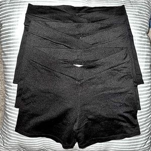 3 Pairs MotionWear Black Spandex Shorts Large Adult Dance Gymnastics Cheer Yoga